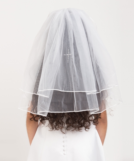 Pencil Edge Diamante Cross Veil